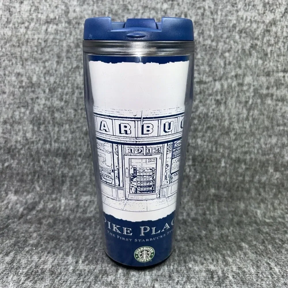 Starbucks Blue Pike Place‎ First Storefront Sketch Thermoplastic Tumbler 16 oz